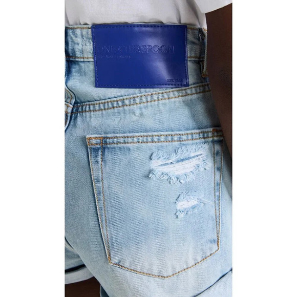 One Teaspoon Bandit High Waist Denim Short in Blue Tornado 25 New Womens Jeans - Picture 10 of 16